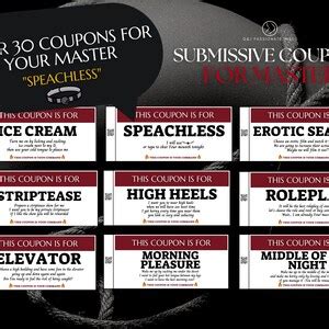Submissive Coupons For Master Printable Kinky Bdsm Sex Etsy