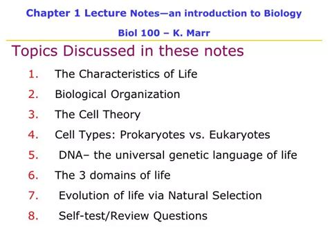 PPT Chapter 1 Lecture Notesan Introduction To Biology Biol 100 K