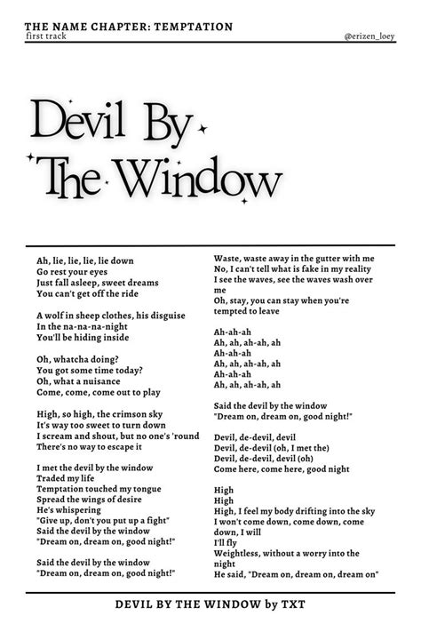 Devil By The Window Txt Ver Song Lyric Posters Pop Lyrics