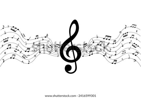 Music Notes On Wavy Lines Musical Stock Vector (Royalty Free ...