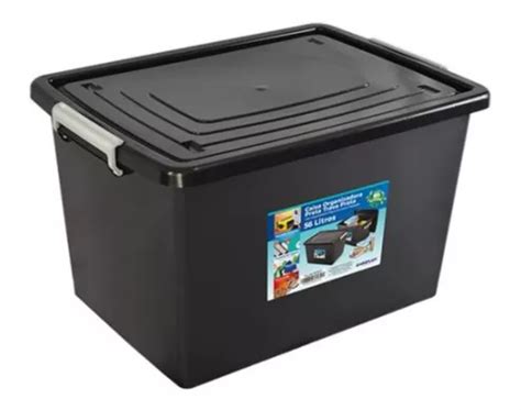 Caja Organizadora Canasto Multiuso Con Tapa 56lts Negro Pro Cuotas