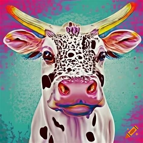 Colorful Pop Art Cow On A Transparent Background On Craiyon