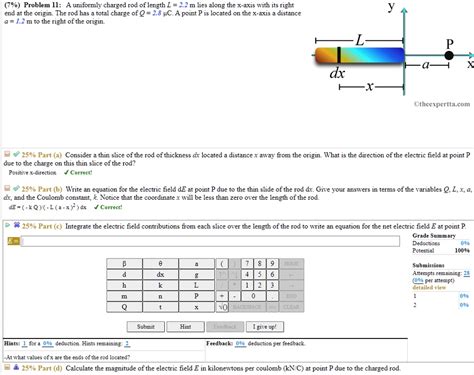 SOLVED 7 Problem Il A Uniformly Charged Rod Of Length L 2 2 M