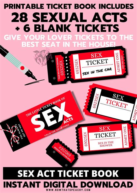 Sex Acts Ticket Voucher Book Printable Download Valentines Day Anniversary Naughty Coupons