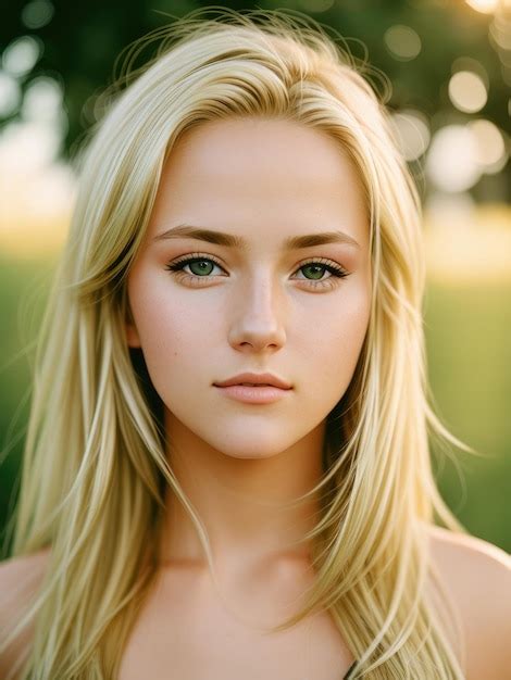 Premium AI Image A Woman With Blonde Hair And A Green Eye