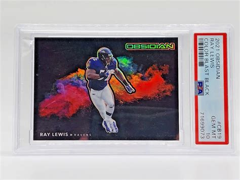 Ray Lewis 2021 Obsidian CB 19 Black Color Blast SSP PSA 10 Price