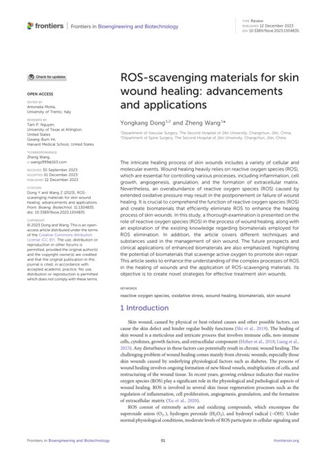 Pdf Ros Scavenging Materials For Skin Wound Healing Advancements And