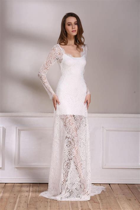 White Long Dress Lace Maxi Party Dress V Neck Backless Long Sleeve Women Formal Dress Power