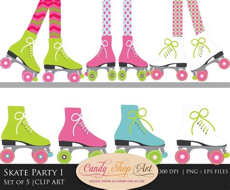 Roller Skating Clip Art Skate Party Clip Art Roller | Etsy