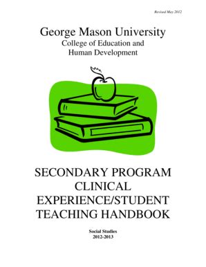 Fillable Online Cehd Gmu Secondary Internship For History Handbook Pdf