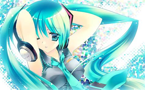 初音ミクの壁紙、 アニメ、 ボーカロイド、 初音ミク、 ヘッドフォン、 Hdデスクトップの壁紙 Wallpaperbetter