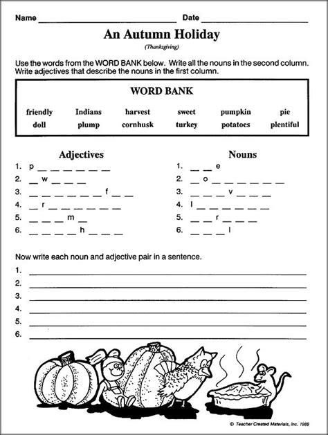 Fall Worksheets For Nd Grade