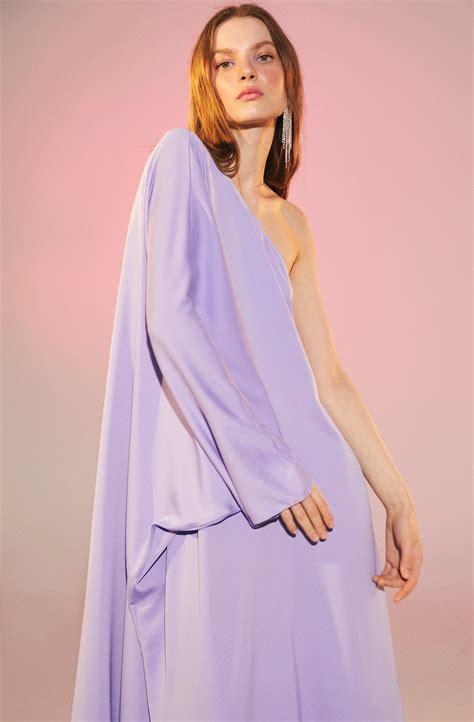 Venus One Shoulder Maxi Dress In Lavender Nazli Ceren