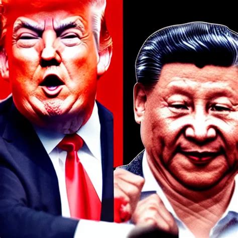 Trump And Xi Jinping Slapping Each Other In A Boxing Stable Diffusion