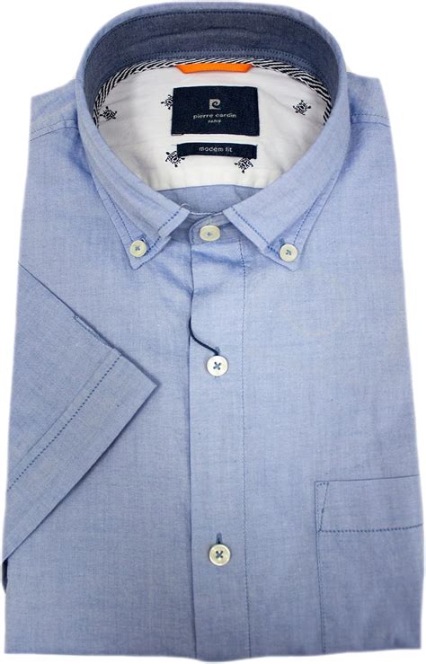 Pierre Cardin Mens Button Down Short Sleeve Casual Shirt Blue Xx