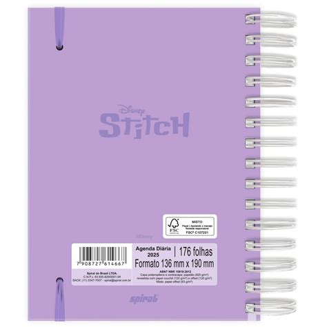 Agenda Diária 2025 Stitch 176 folhas 2514667 Spiral Ds PT 1 UN