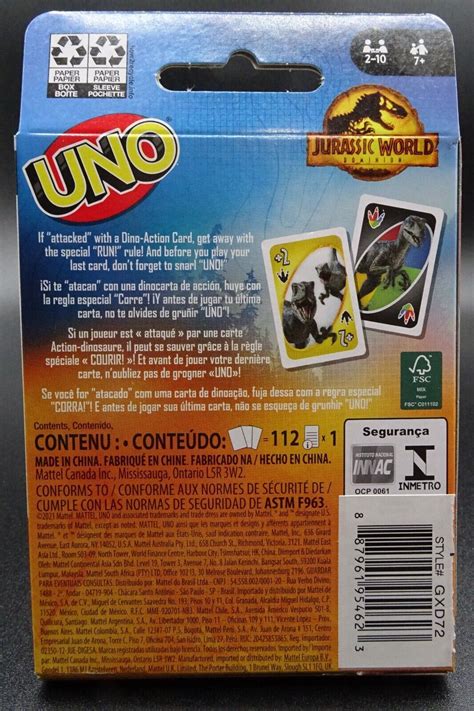 Mattel Uno Jurassic World Dominion Special Edition Card Game Brand New Ebay