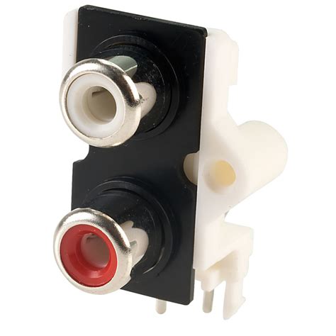 RVFM Red And White Nickel Twin Phono Socket Rapid Electronics