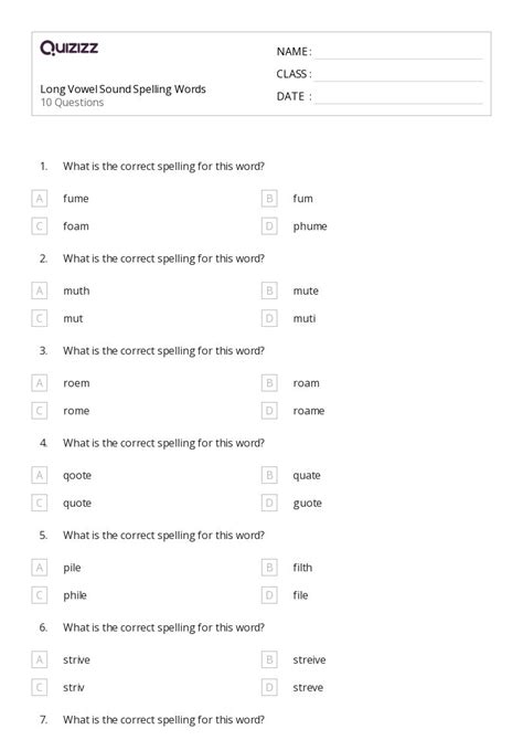 50 Long Vowels Worksheets For 4th Grade On Quizizz Free And Printable