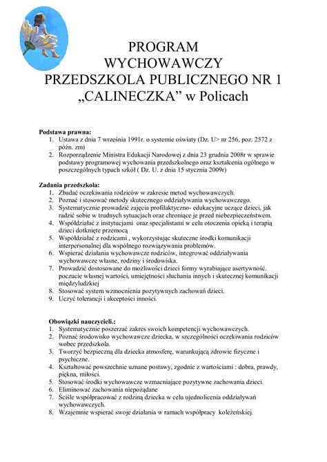 Program Wychowawczy Przedszkola