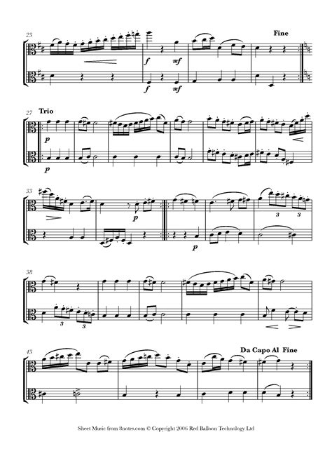 Mozart Wolfgang Amadeus Twelve Duets K487 No6 For Viola Duet Free Sheet Music For Viola