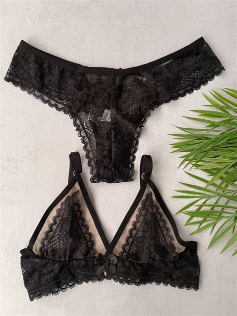 Conjunto De Lingerie Sem Bojo E Sem Aro Preto