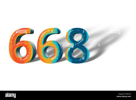 3D Number 668 six hundred sixty eight lively colours Stock Photo - Alamy