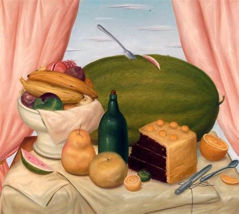 Colombian Artist Fernando Botero Still Life With Watermelon