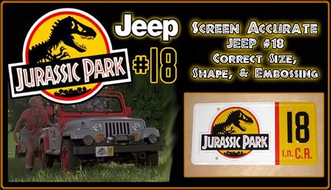 JURASSIC PARK Jeep 18 Full Size Metal Stamped License Plate Eventeny