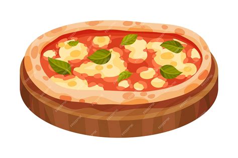 Premium Vector Italian Pizza With Round Flattened Dough Topped With Sliced Tomatoes And