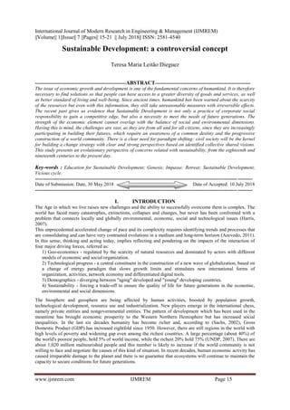 Sustainable Development A Controversial Concept Pdf