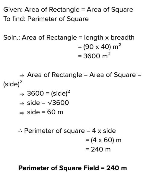 5 The Length And Breadth Of A Rectangular Field Are 90m And 40m If The