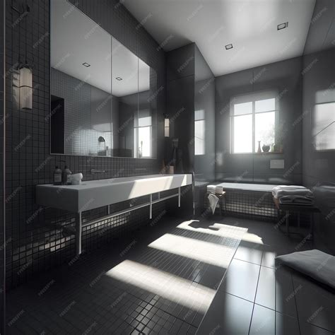 Premium Ai Image Bauhaus Style Interior Of Bathroom In Gray Colors