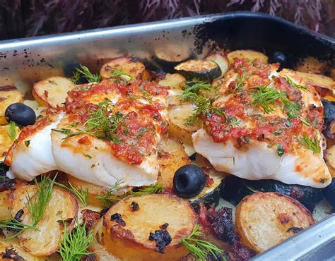 New Potato Courgette And Cod Traybake Cooktogethercooktogether