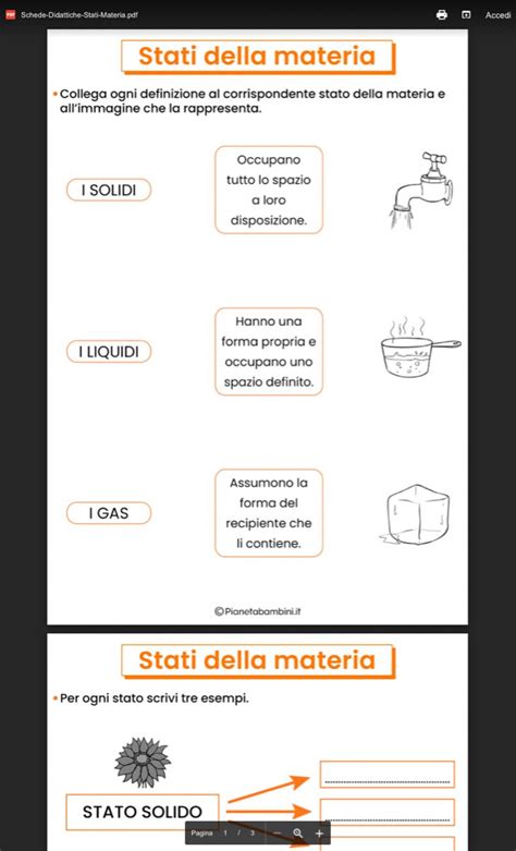 Schede Didattiche Stati Materia Pdf Stati Della Materia Stato Della