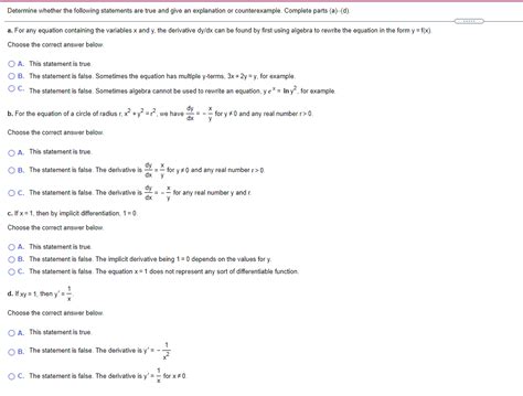 Solved Determine Whether The Following Statements Are True Chegg