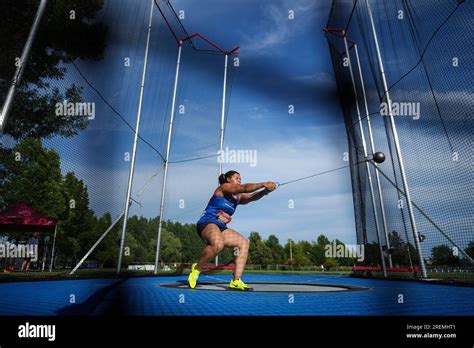 Camryn Rogers competes in the women's hammer throw during the Canadian track and field ...