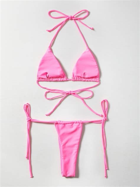 Micro Halter Triangle Bikini Set Pink S In Bikini Sets Online Store Best For Sale Emmiol