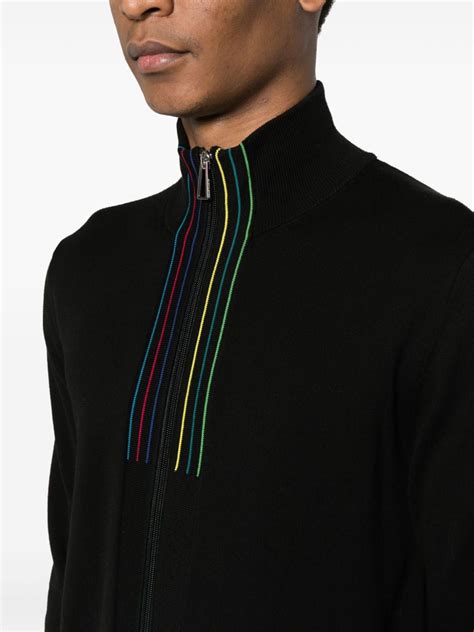 PS Paul Smith Stripe Detail Cardigan Black FARFETCH