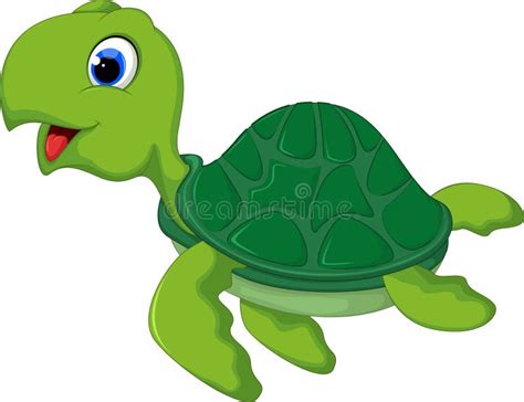 Cute Sea Turtle Cartoon Funny And Adorable Stock Illustration