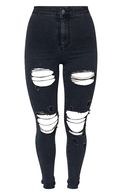 Plt Washed Black Disco Ripped Skinny Jeans Prettylittlething