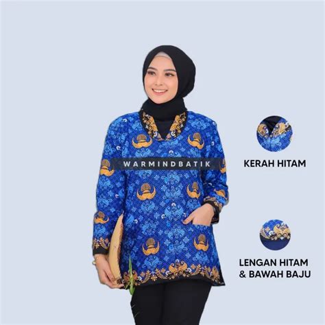 Baju Kemeja Korpri Wanita C40s Kerah Hitam Full Furing Terbaru Seragam