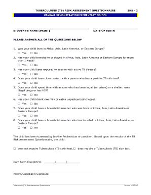 Fillable Online Gallaudet Tuberculosis Risk Assessment Form Docx