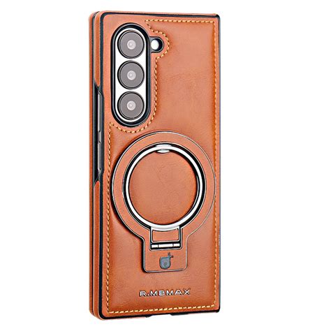 ShellTech for Samsung Galaxy Z Fold 7 Leather Case with Metal Ring
