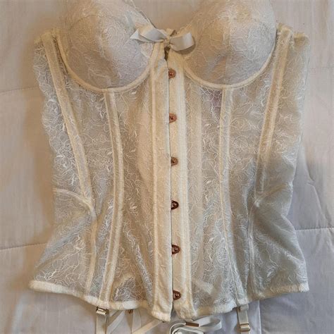 WHITE LINGERIE CORSET Depop