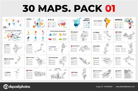 Plantillas De Infograf A Mapa En Paquete Pa Ses Vectores Con