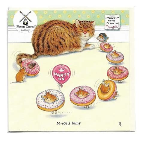 M Iced Buns Funny Cat Birthday Greeting Card By Peter Cross Humorous