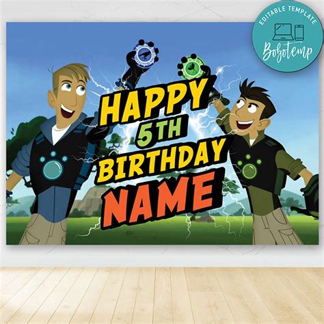 Wild Kratts Birthday Party Banner Backdrop Printable Diy Sportspartydesign