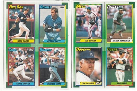 1990 TOPPS WAX BOX BOTTOMS 2 UNCUT PANELS H O F GEORGE BRETT LASORDA