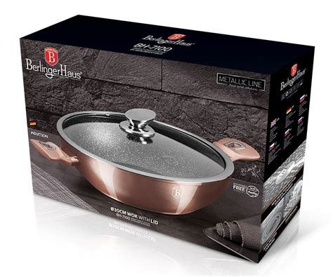 GRANITO WOK KEPTUVĖ 30cm BERLINGER HAUS BH 7100 ROSE GOLD modelis BH